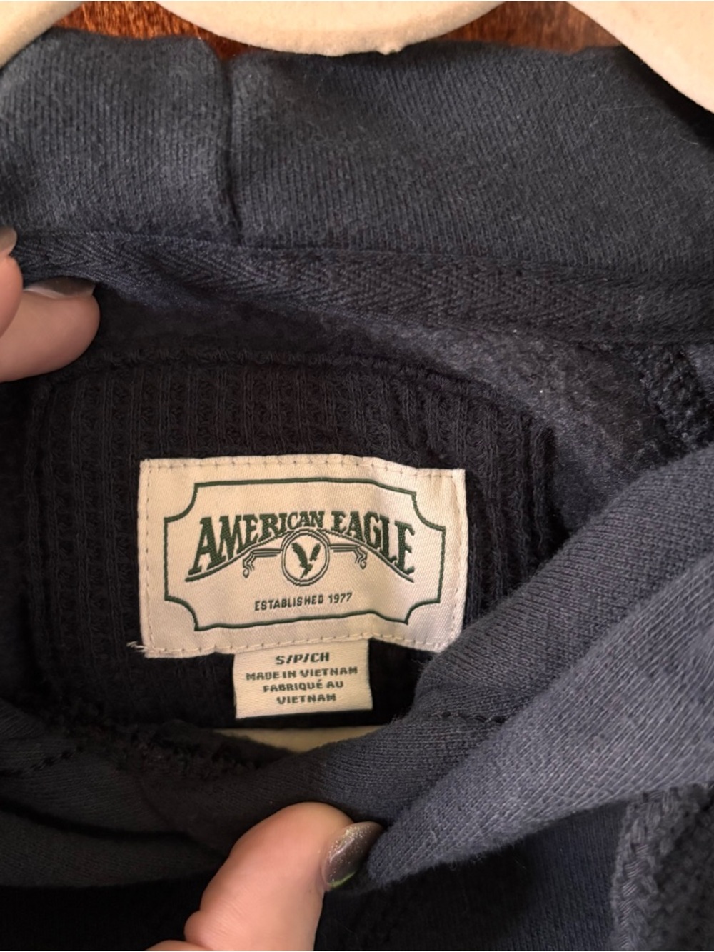 American Eagle Side Slit Hoodie Scuba Style Women's Size S Black - Picture 5 of 8